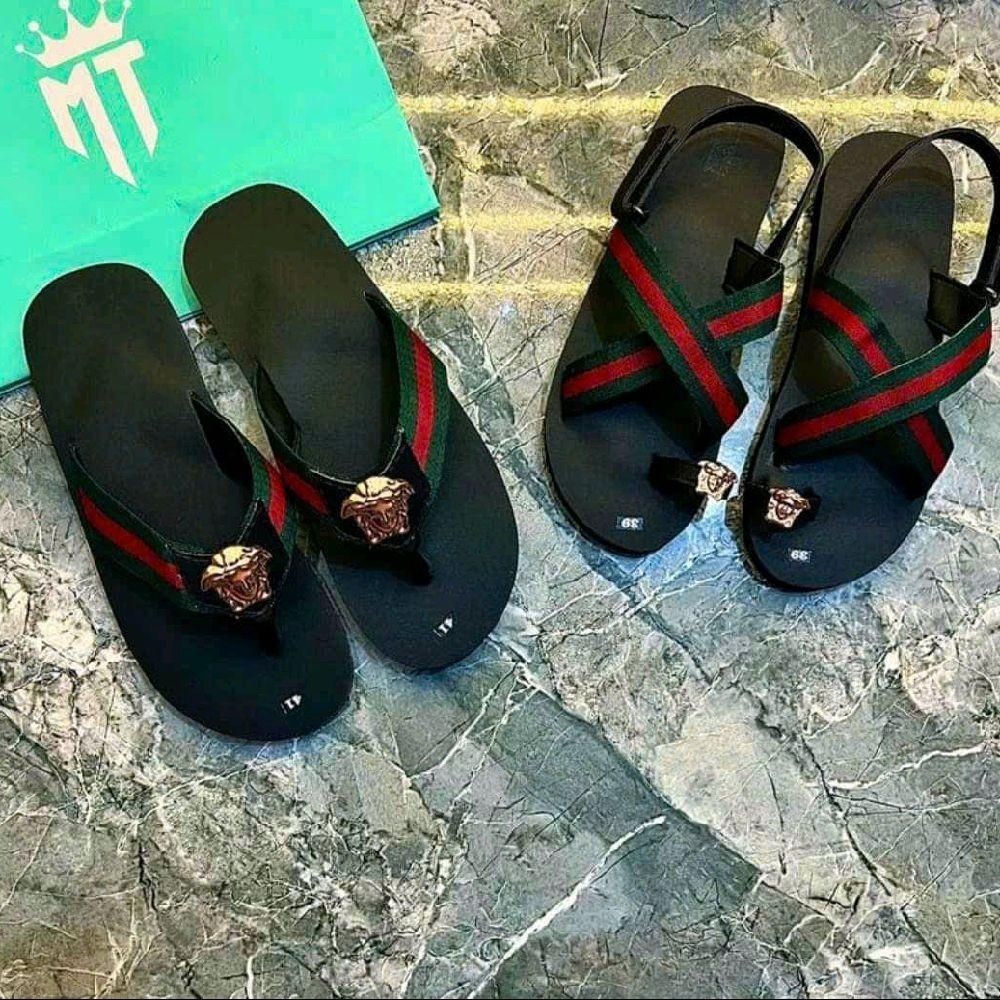 รองเท้าแตะผู้ชายและผู้หญิงพร้อมร่มสีเขียว Su Jean Bronze Sole Sandaly Slippers sp88