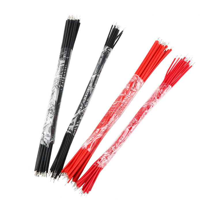 ((20 ชิ้น) ลวดอิเล็กทรอนิกส์ Boy Double-Headed Tin-Plated สีแดงสีดําลวดจัมเปอร์ของเล่นลวดการเชื่อมต่อ 10 ซม.