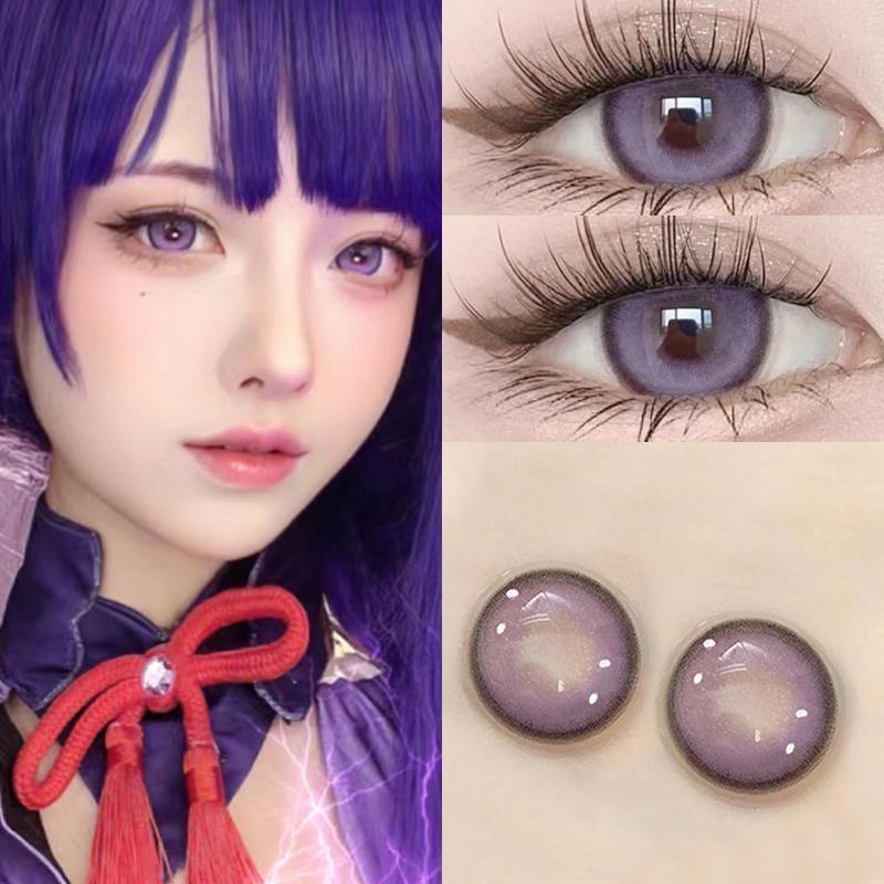 【7002 คนที่สะสม】2D สาวมังงะ Genshin Impact Ganyu Raiden Shogun คอสเพลย์ คอนแทคเลนส์สีใช้ครั้งเดียว