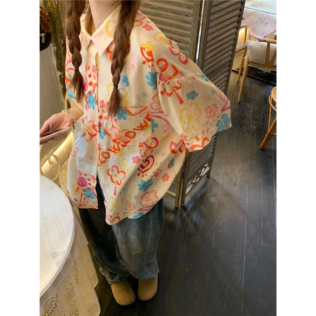 VEEWINK เสื้อฮาวายลายดอก Songkran แขนสั้น ผ้าชีฟอง thumbnail 9