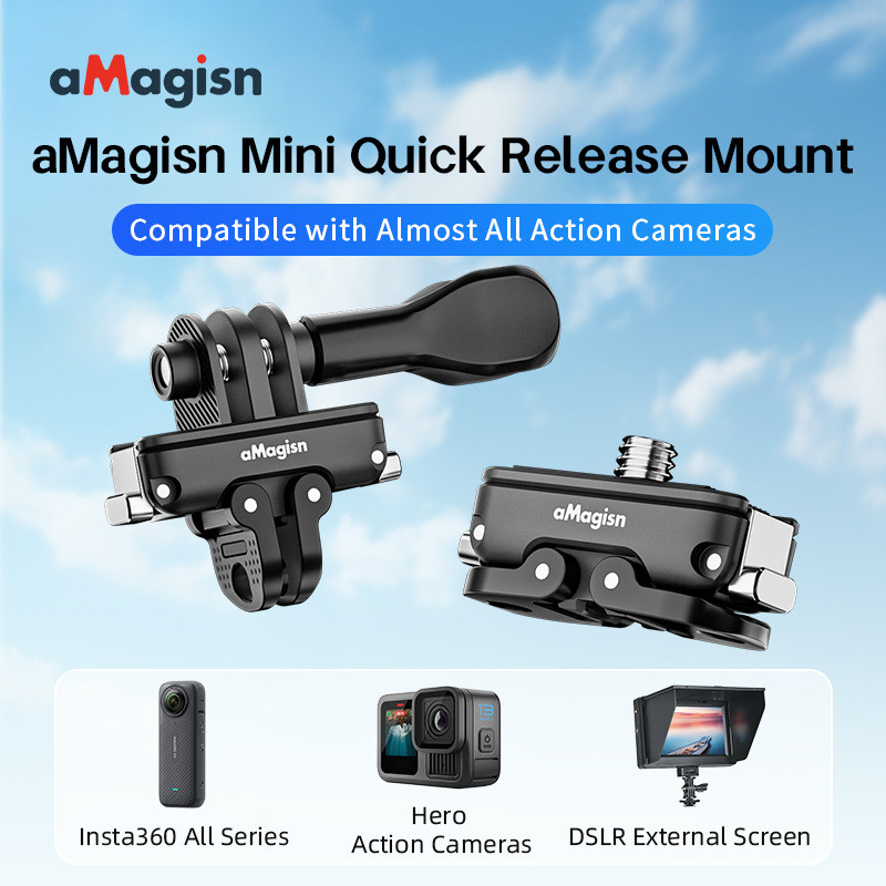 สําหรับ Insta360/DJI/GoPro/DSLR Mini Quick Release Mini Quick ติดตั้งบอร์ดไมโครโฟนเติมแสงสองกรงเล็บ + 1/4 อินเทอร์เฟซชุดแปลงแม่เหล็กอุปกรณ์เสริมกล้อง