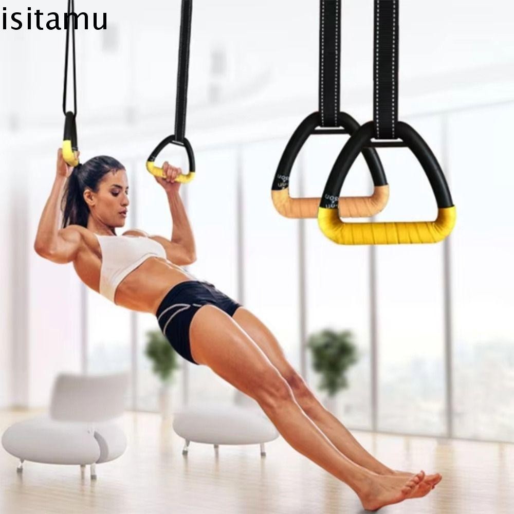 Isitaft Pull up Handle Rings, สบาย Arm Strength Gymnastic แหวน, อุปกรณ์เสริม Pull-ups ออกกําลังกายสายรัดปรับได้ลื่นแหวนฝึกความแข็งแรงออกกําลังกายที่บ้าน