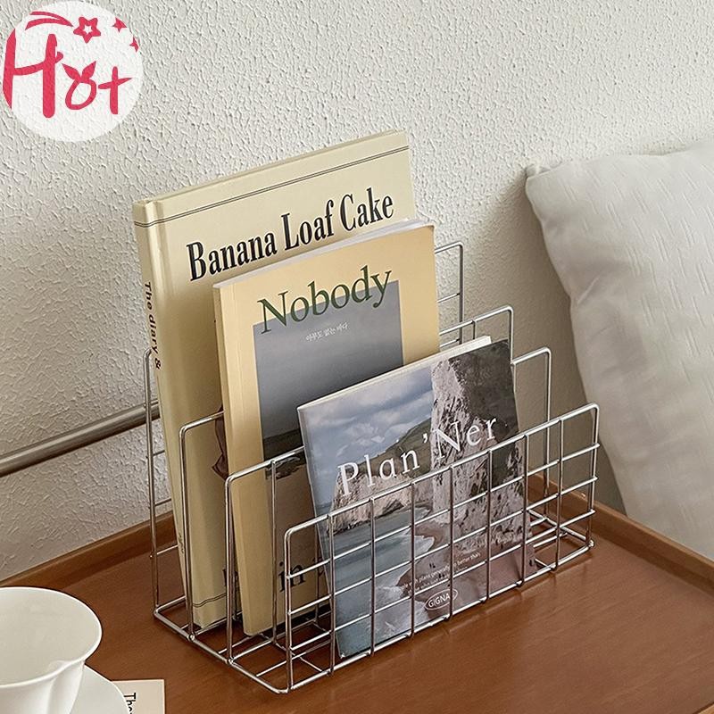 Ge Ins Minimalist Iron Desktop Storage Rack Organizer ตารางจัดระเบียบชั้นวางหนังสือเอกสารโต๊ะ Multi-functional Storage Rack Square