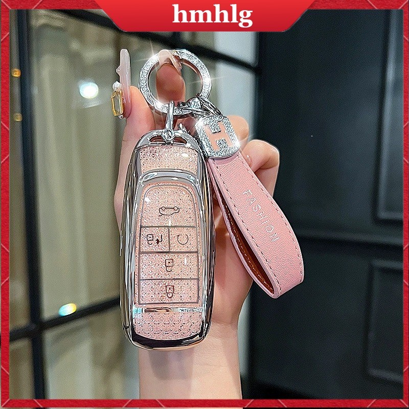 สําหรับ Aion Y Plus 2023 2024 Aion ES Aion V 2025 Bling ชุบ TPU กุญแจรถฝาครอบระยะไกลป้องกันพวงกุญแจอุปกรณ์เสริมปลอก