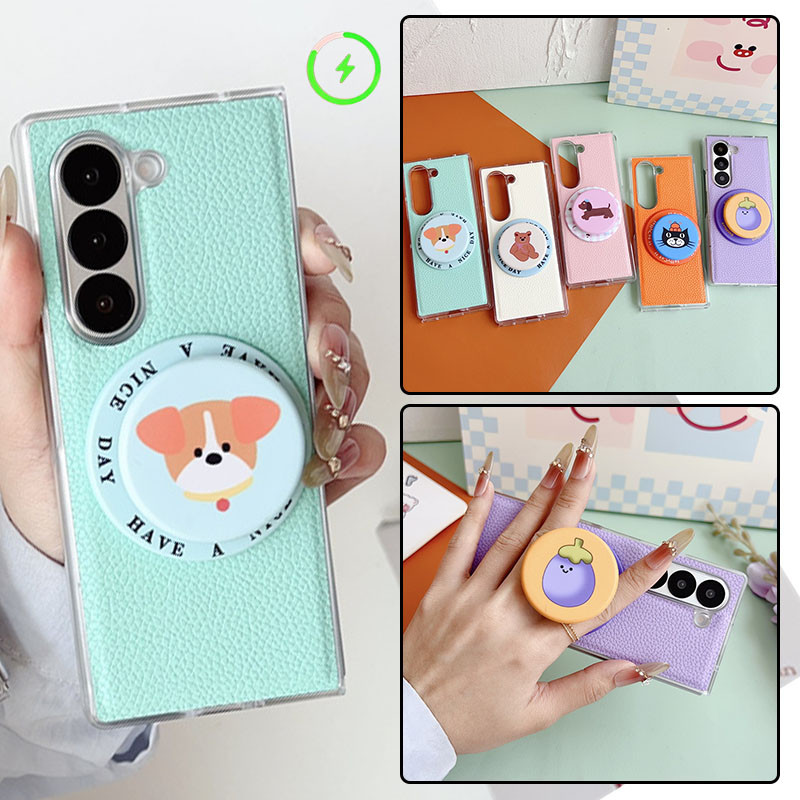 หรูหราหนัง PU เคสโทรศัพท์แม่เหล็ก Samsung Galaxy Z พับ 7 Z พับ 6 Z พับ 5 Z พับ 4 Z พับ 3 Matte Clear