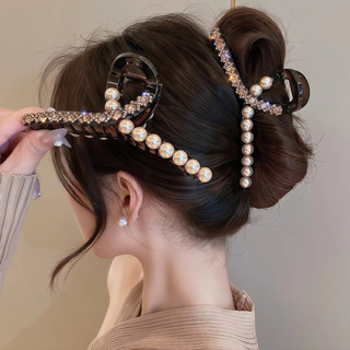 กิ๊บติดผมมุกเทียมสไตล์เกาหลี ก้ามปูสำหรับสตรี พร้อมลายออกแบบ…