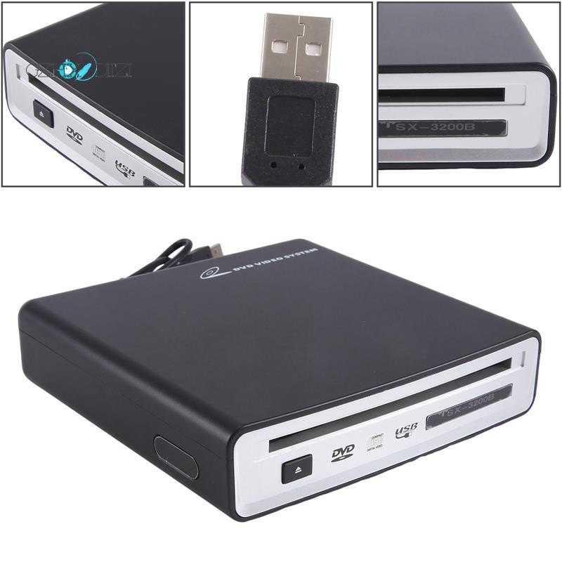 【Gzhxdiizi】กล่องเครื่องเล่นแผ่น Cd DVD USB2.0 สีดํา สําหรับ Android 1 ชิ้น