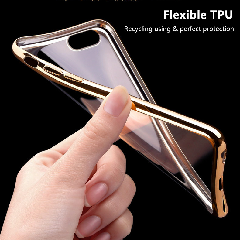 เคสโทรศัพท์มือถือ ซิลิโคนนิ่ม แบบใส ป้องกัน ปิดด้านหลัง ชุบไฟฟ้า สีเหลือง สําหรับ Apple iPhone 5 5S SE 2016 6 6s 78 Plus X XS Max SE 2020 2022 - รูปที่ 2