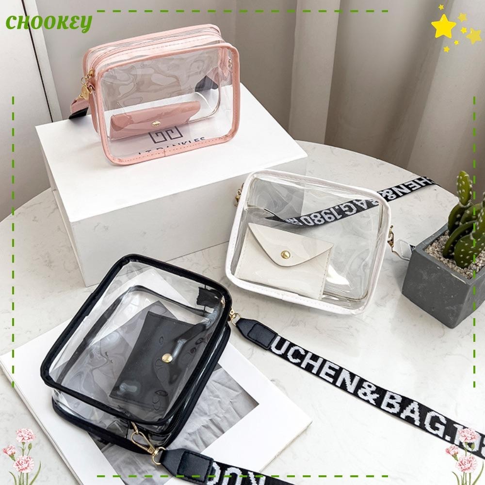 Chookey กระเป๋าสะพายข้าง กระเป๋าถือ PVC แบบเจลลี่ใส ขนาดเล็ก ใส่โทรศัพท์มือถือได้ สําหรับผู้หญิง