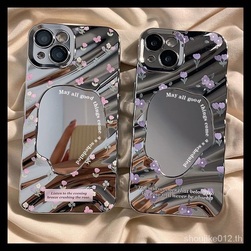 เคสโทรศัพท์มือถือกระจก ชุบไฟฟ้า เต็มจอ ลายดอกไม้ ขนาดเล็ก สําหรับ Apple IPHONE15 14 13 12 11promax pro XSMAX XR X XS 7 8plus ALAU