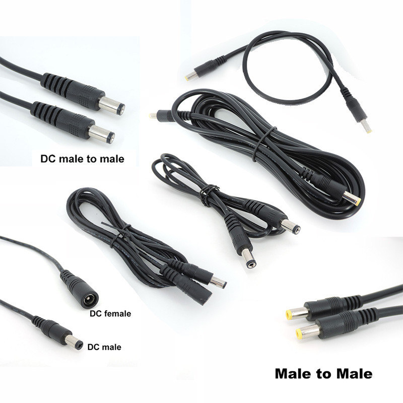 12v DC Power Extension Cable 5.5MM 2.1mm Plug Female to Male 5.5x2.5 Male to Male Adapter Cord THK1