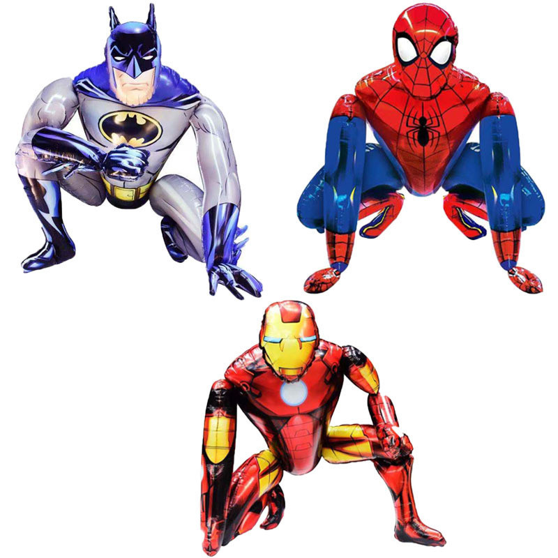 ลูกโป่งฟิล์มอลูมิเนียม 4d ลายฮีโร่ 3D Avengers Spiderman Batman Iron Man สําหรับตกแต่งปาร์ตี้วันเกิด