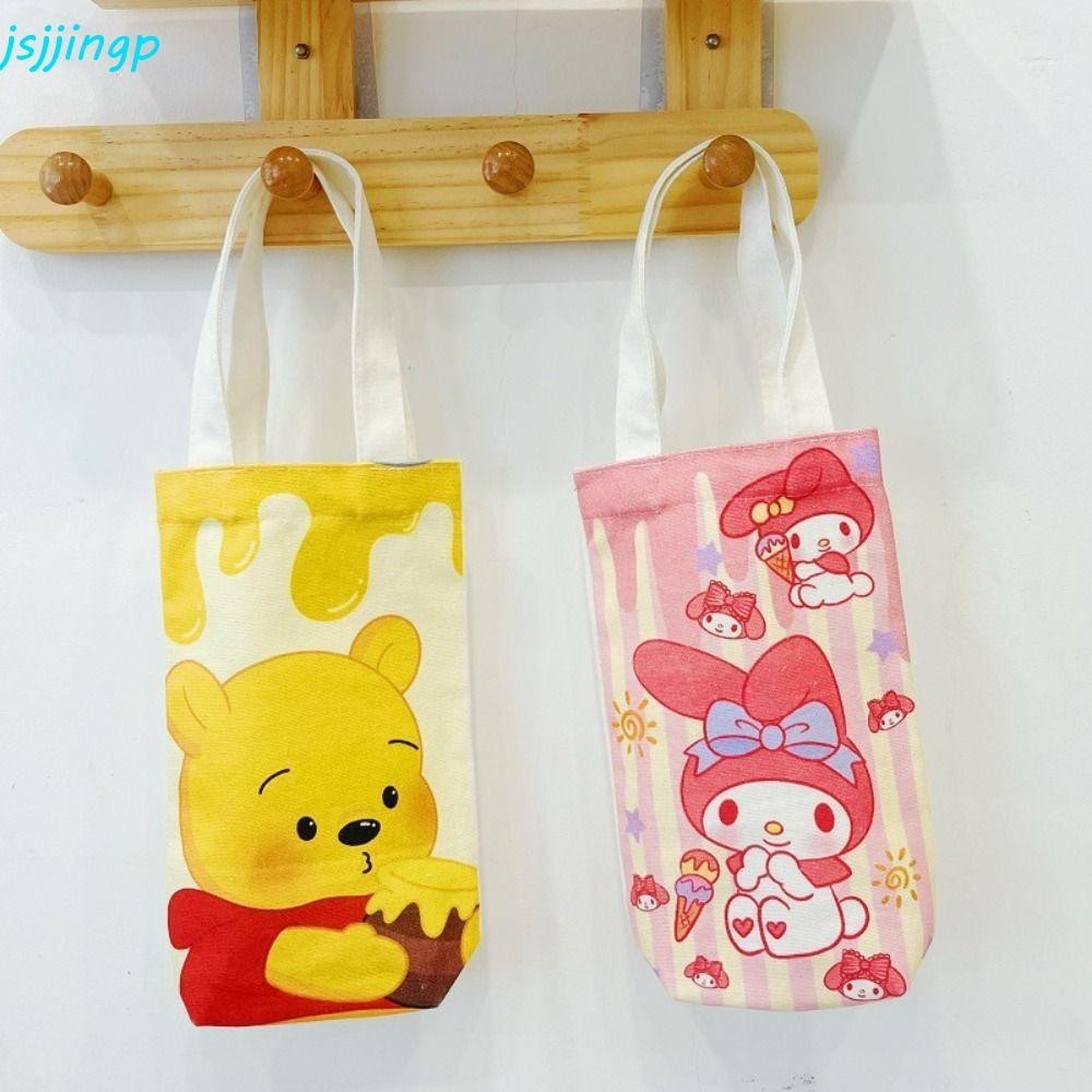 Jsjjingp Kuromi กระเป๋าถือ ผ้าแคนวาส ลายการ์ตูนคิตตี้ แมว Cnnanoroll หมีพูชาโค้ แนวสตรีท ขนาดเล็ก