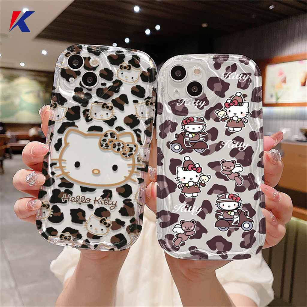 เคสโทรศัพท์มือถือ แบบใส ขอบโค้ง ลายเสือดาว คิตตี้ 3D สําหรับ OPPO A94 A16K A92 A55 A95 A77S A5S A16 