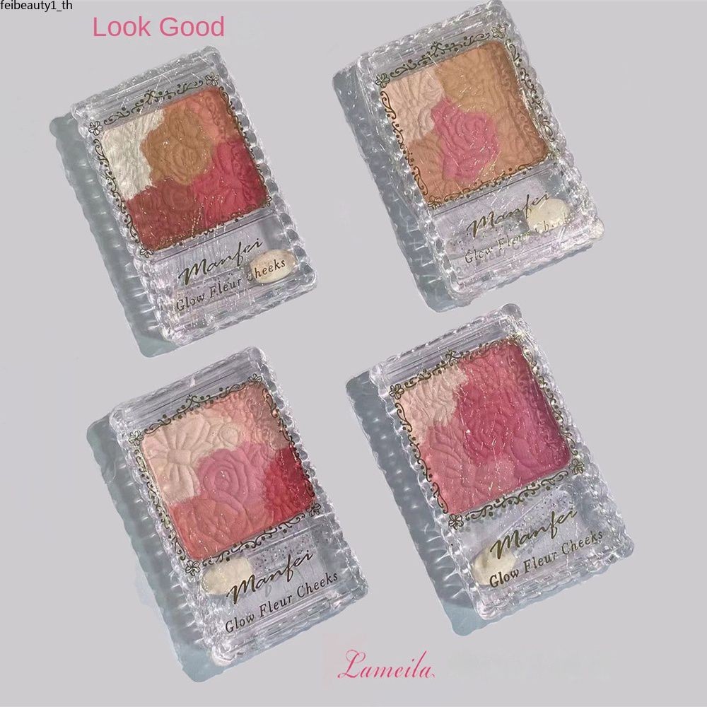Lameila Lameila ห้าสี Petal Blush Highlighter Contouring Eyeshadow Palette Pearlescent Matte ติดทนนานกันน้ำลักษณะสุขภาพง่ายสีเครื่องสำอาง