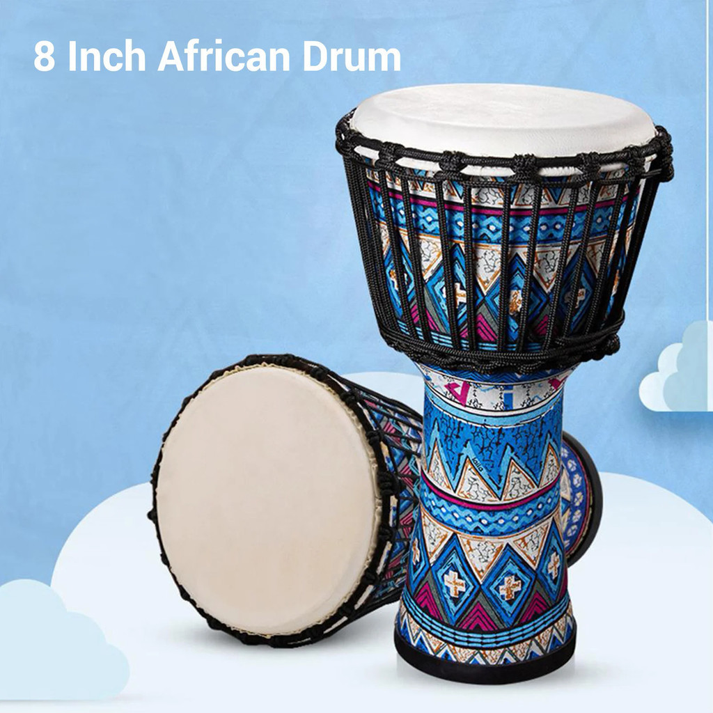 8 Inch Portable African Drum Djembe Hand Drum & Colorful Art Patterns Percussion Musical Instrument 