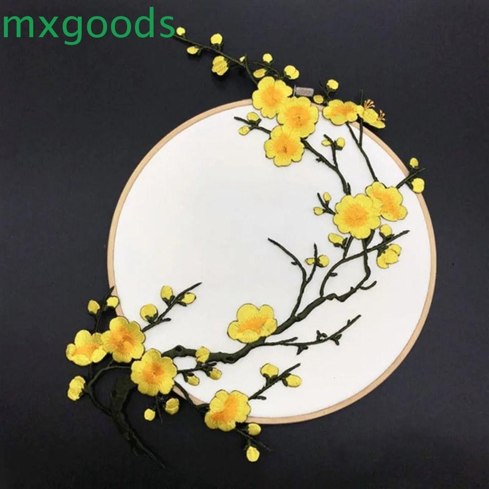 Mxgoods แผ่นแพทช์ผ้า ปักลายดอกไม้ มีกาวในตัว สําหรับรีดติดเสื้อผ้า