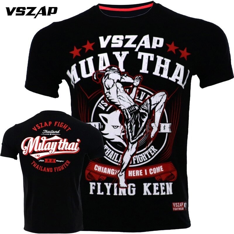 มวยไทยรั้งVSZAP Muay Thai Fighting Black MMA Tapout Bjj T-shirt Brand New Fighting Martial Arts Fitness Training B