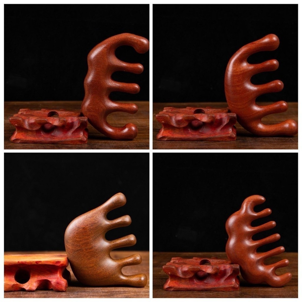 💎 หวีนวด ไม้ หวีไม้จันทร์ กัวซา นวดศรีษะ คอ นวดหน้า บำรุงหนังศีรษะ ขจัดรังแค ผ่อนคลาย 💎 - รูปที่ 2