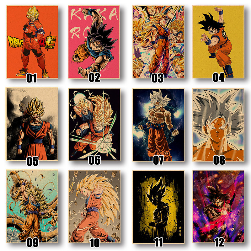 สติกเกอร์วอลเปเปอร์ ลายการ์ตูนอนิเมะ Son Goku Kakarotto Dragon Ball สไตล์ญี่ปุ่น คลาสสิก เรโทร สําหรับตกแต่งห้องนอน - รูปที่ 4