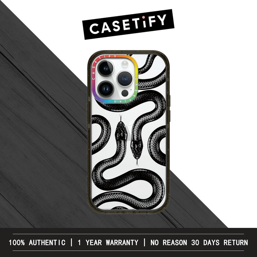 Casetify x เคสโทรศัพท์มือถือ ลายงู สีดํา สําหรับ iPhone 15 Pro Max 14 Pro Max 13 Pro Max 12 Pro Max 11