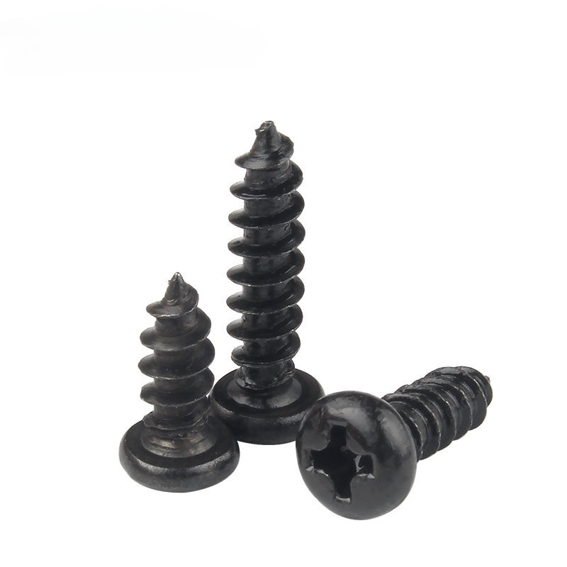 สกรูแว ่ นตาขายส ่ งสกรูขนาดเล ็ กสีดํา M1/M2/M3/M4 Phillips Round Head Self-Tapping Screws