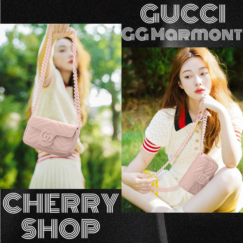 แบรนด์ใหม่และเป็นของแท้/Gucci GG Marmont Belt Bag ผู้หญิง/กระเป๋าสะพายไหล่/กระเป๋าสะพายข้าง