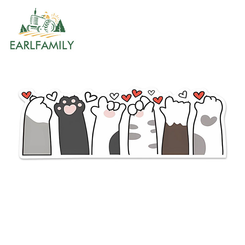 EARLFAMILY 13 ซม.x 4.5 ซม.Cat Claw รถสติกเกอร์บุคลิกภาพอารมณ์ขันคอมพิวเตอร์กันน้ํา Cooler เรือปลา PVC Decal Creative อุปกรณ์เสริมภายนอก
