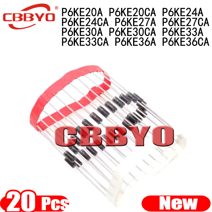 20pcs ไดโอด P6KE20A P6KE20CA P6KE24A P6KE24CA P6KE27A P6KE27CA P6KE30A P6KE30CA P6KE33A P6KE36KE6KE6