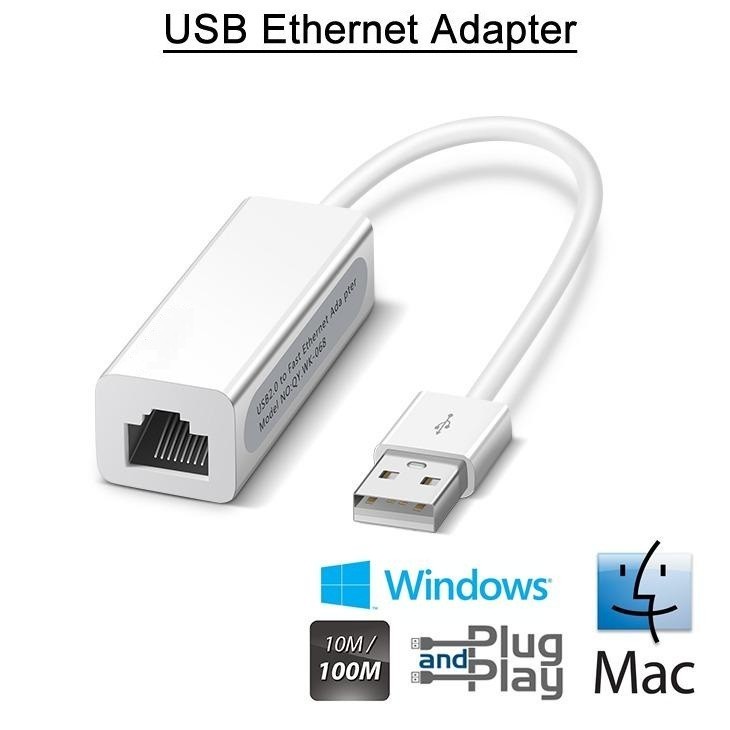 USB-A / USB-C to LAN Adapter 100 MBPS 100mm