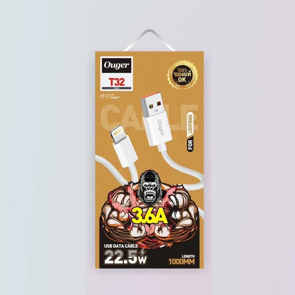 Ouger สายชาร์จ สายถัก รองรับชาร์จเร็ว กระแสไฟสูงสุด 3.6A ยาว 1เมตร หัวMicro/TypeC/iP รองรับมือถือทุกรุ่นและอุปกรณ์อื่นๆ