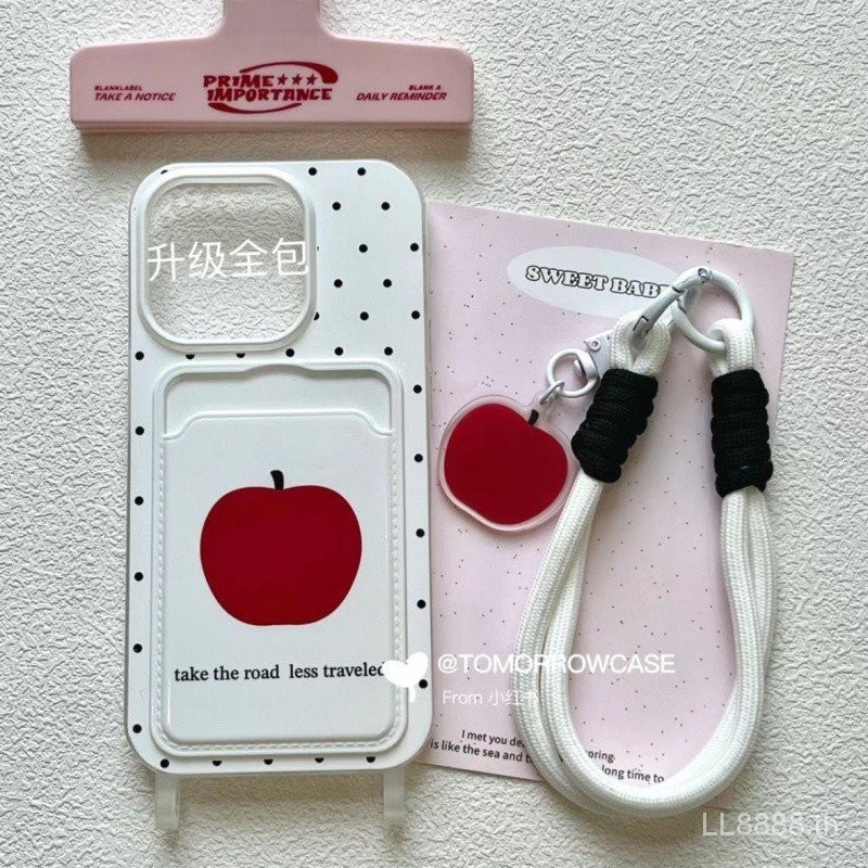 เคสโทรศัพท ์ เหมาะสําหรับ iPhone Splash Ink Red Card Case 15/14/13promax Niche ins12promax/11 Soft Case xr/xsmax Polka Dot 7/8plus Shock-proof Large Hole All-Included Protective Case HYSB