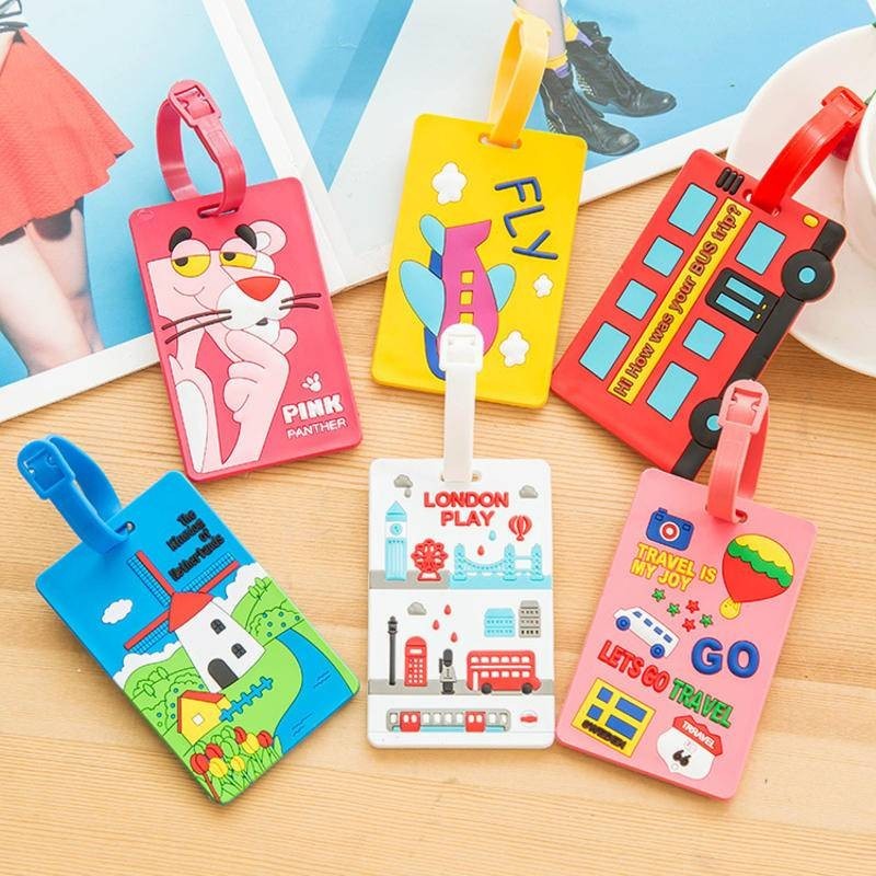 Creative PVC Soft กระเป ๋ าเดินทาง Tags,การ ์ ตูน Boarding Card Lanyard รถเข ็ นกระเป ๋ าเดินทางแท ็ ก