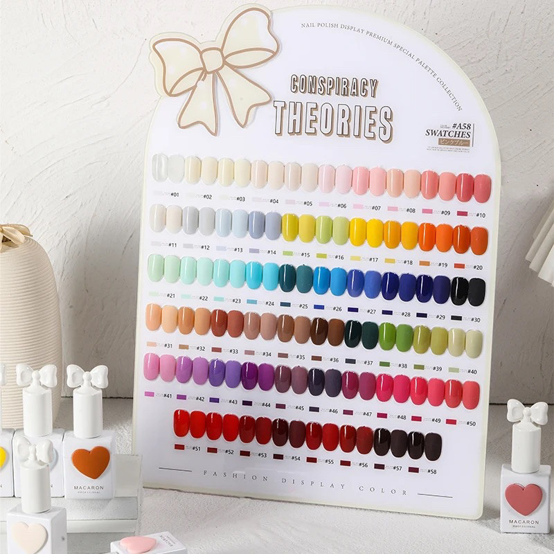 (ส่งฟรี)เซตสีเจลเเถมชาร์ต 58 สี รุ่น macaron พร้อมเบสเเละท้อป ในกล่อง