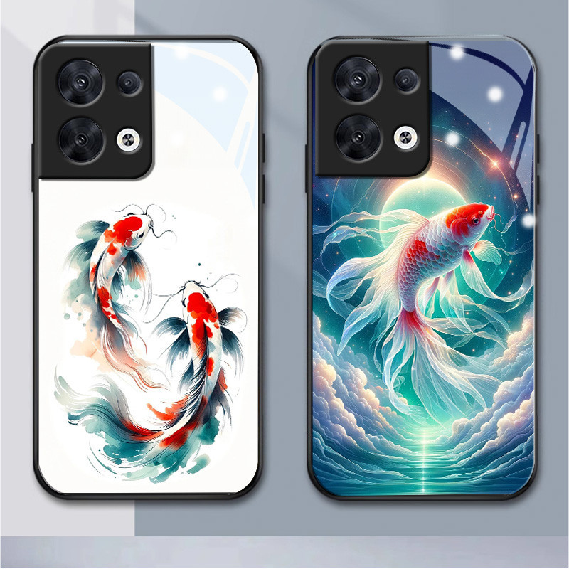 Koi หรูหรา oppo reno แก้วเคสโทรศัพท์ reno8 5G reno3 4G reno5F 4f 4z 2f 2z 3pro reno4 4pro 5 5pro 5z 