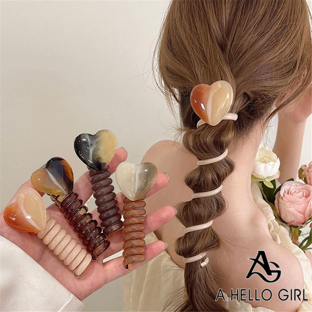 A HELLO GIRL เกาหลี Simple Bubble Braid ที่คาดผมสําหรับผู้หญิง 2024 ใหม่ High-look Love สายโทรศัพท์ผมหางม้า Braiding Artifact