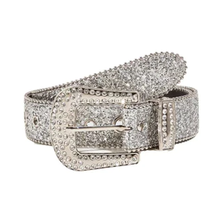 New Goth สําหรับ rhinestone เข็มขัดผู้หญิง PU สายหนังสําหรับ rhinestone เข็มขัด Western คาวบอย Y2K สาวแฟชั่นเข็มขัดสําหรับกางเกงยีนส์ผู้ชาย