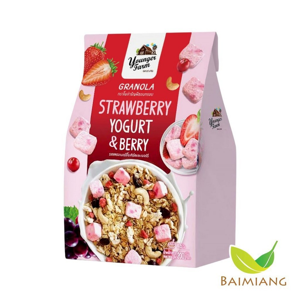 Younger Farm กราโนล่าธัญพืชอบกรอบรสสตรอโยเกิร์ต ขนาด 200 g. (02676)