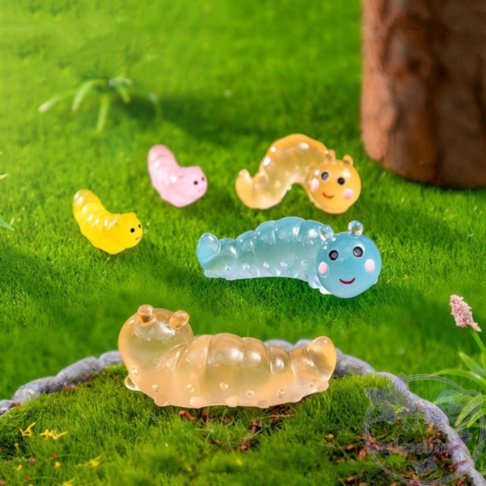 Valentine เรซิ ่ น Caterpillar Figurines, น ่ ารักจําลอง Miniature Caterpillar, จําลอง Caterpillar รูปปั ้ นตกแต ่ ง Luminous Glowing ใน Dark Caterpillar Micro Landscape