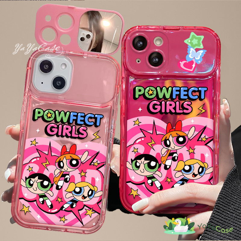 สำหรับ iPhone11 13 CASE For เคสไอโฟน15 14 12 Pro Max X XR XS MAX 7 8 14 15 Plus รุ่นPOWFECT GIRLS สไตล์ กระจกแต่งหน้าเคส
