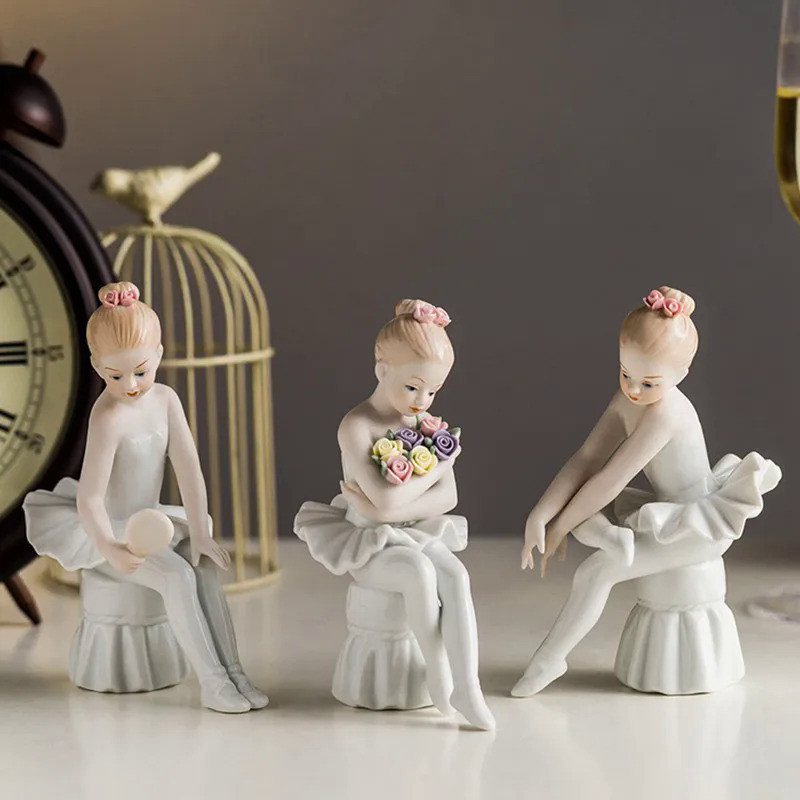 Vilead Ceramic Ballet Girl Figurine Doll Interior Home Decoration Accessories Living Room Bedroom Cr