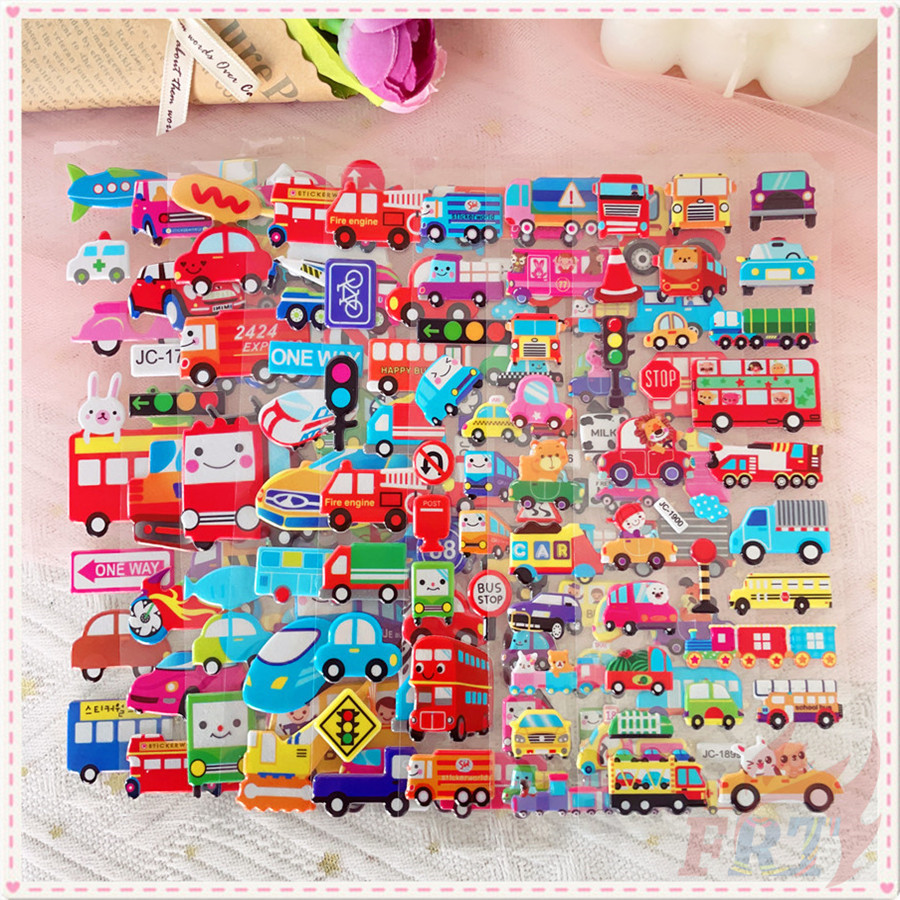 ★ 8Sheets Transport Puffy Bubble Stickers ★ DIY 3D Rewards Sticker Waterpoof Toys PVC Stickers Kids Gifts