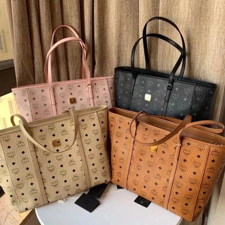 [ สไตล ์ ใหม ่ ] MCM Shopping Bag tote Bag Classic Khaki Toni Shopping Bag Portable Shoulder Crossbody Female Bag