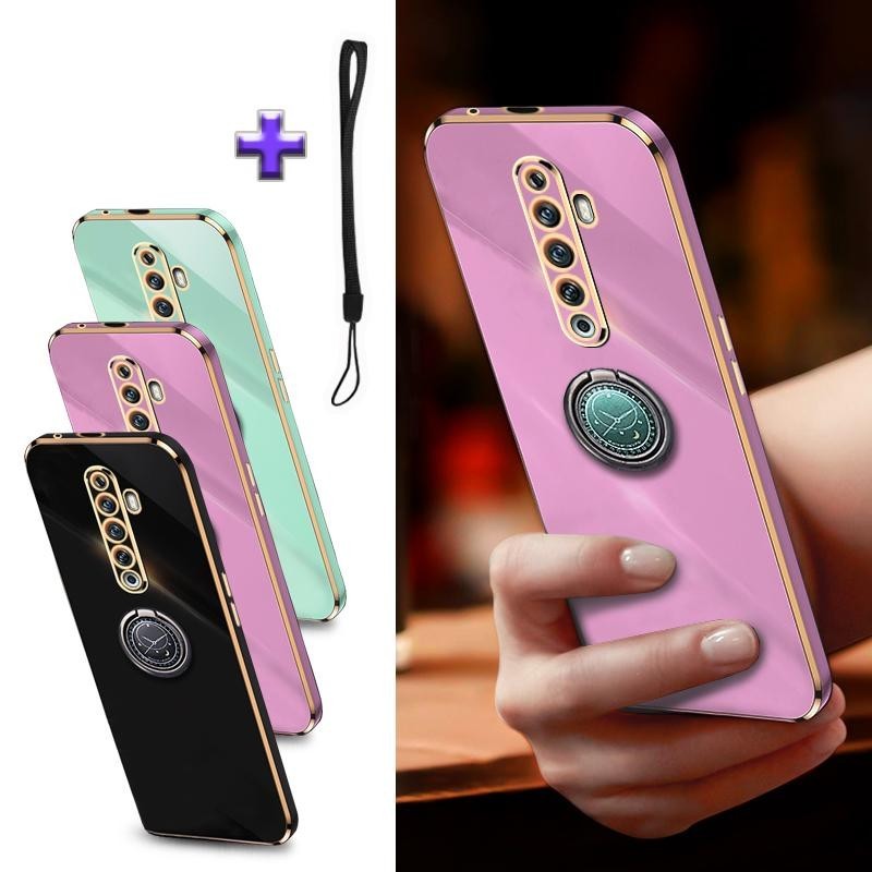 สําหรับ OPPO Reno 2F 2Z 3 4 Reno 7 4G 7Z 5G 8Z 5G Reno 8T 4G 5G โทรศัพท์กรณีตรง Gold edge TPU ชุบปลอ