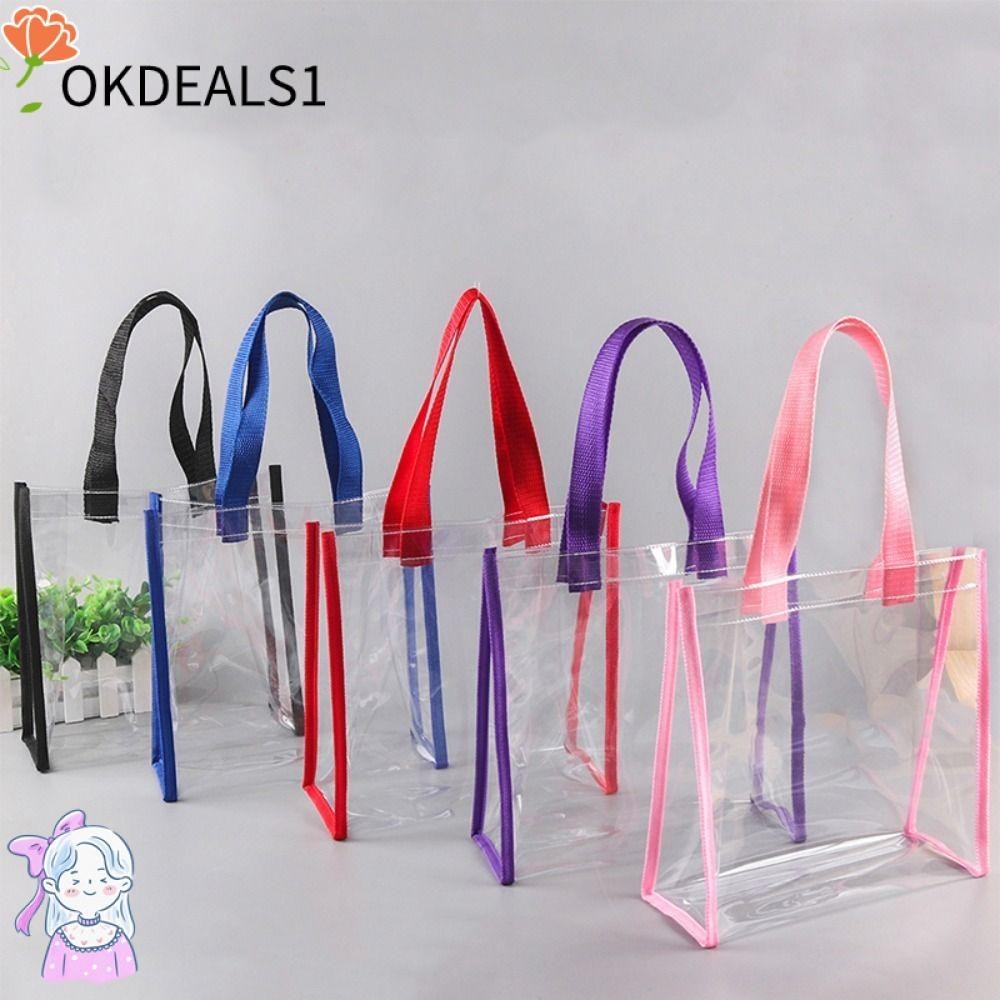Dealshop ถุงหิ้ว PVC พลาสติกใส จุของได้เยอะ สําหรับใส่เครื่องสําอาง เจลลี่