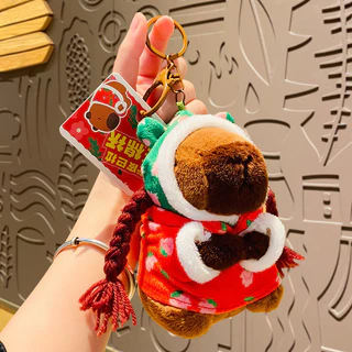 พร้อมส่ง🔥Capybara พวงกุญแจ คาพีบาร่า ตุ๊กตาคาปิบาร่า คาปิบาร่าทหาร ถักเปียน่ารักมาก