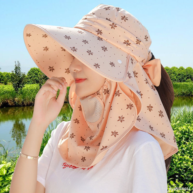 Summer Mask Face Cover Sun-Proof Hat Women's Sun Hat Summer Hat UV Cycling sun hat(-_-)