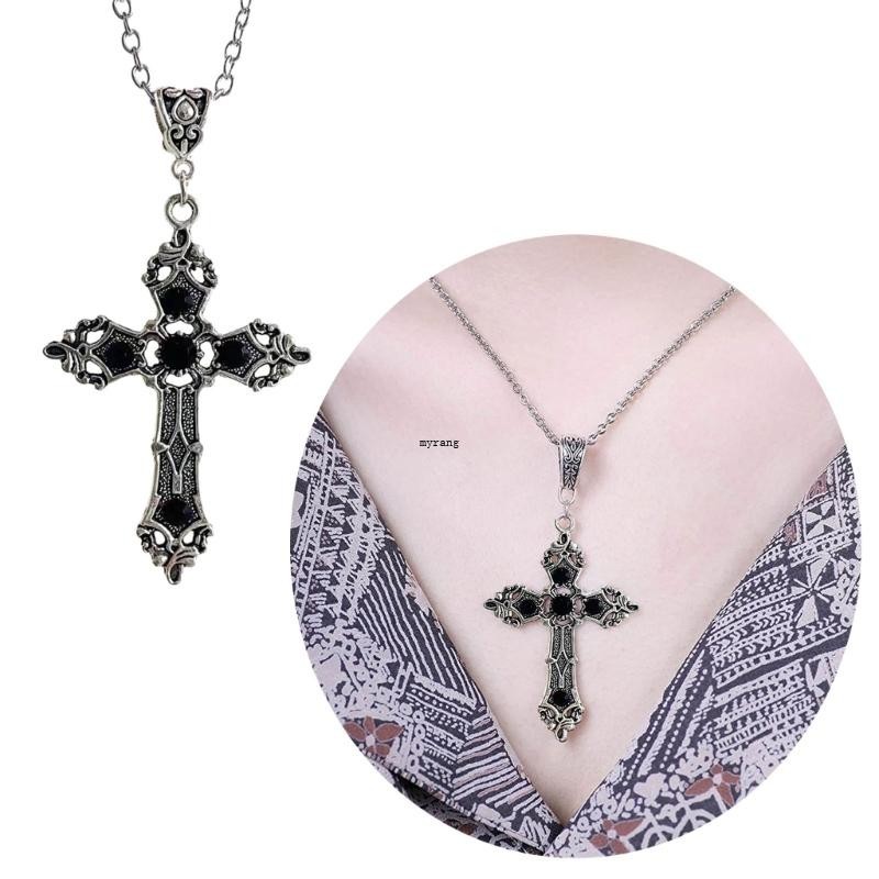 สร ้ อยคอข ้ ามคริสเตียน Baroque พร ้ อมคริสตัล Gothic Crucifix สร ้ อยคอ Choker