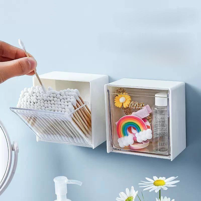 [HCM] กล่องเก็บของแบบฝาพับใสติดผนัง 8.5x8.5cm-GI888