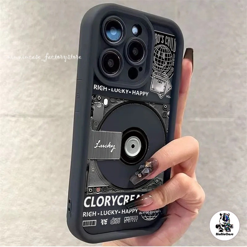 ส่งจากไทย บันทึกย้อนยุค CD เคสโทรศัพท์มือถือ For iPhone 11 12 13 14 15 Pro Max XR X XS Max 6 7 8 Plus Soft Silicone เคส